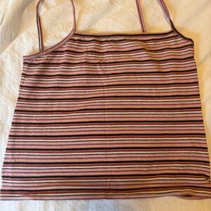 Brandy Melville Pink and Black Striped Camisole